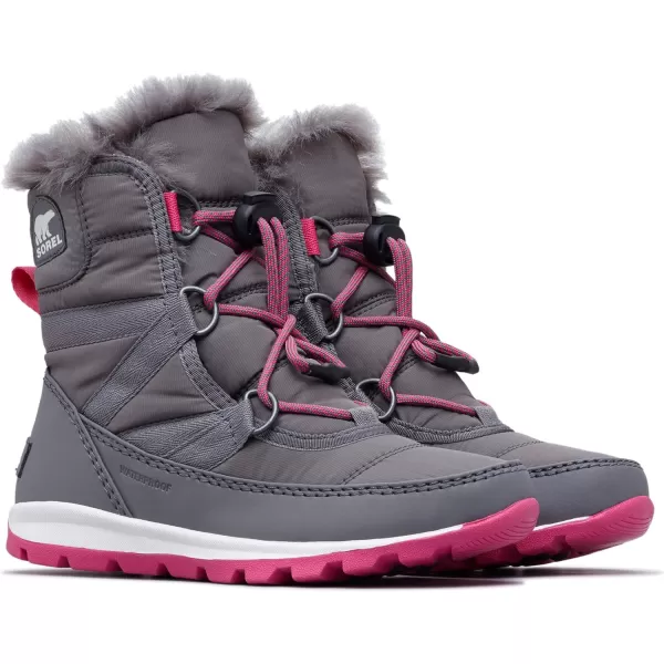 SOREL  Youth Whitney Short Lace Waterproof Snow Boots for Winter with Faux Fur CuffQuarry Ultra Pink