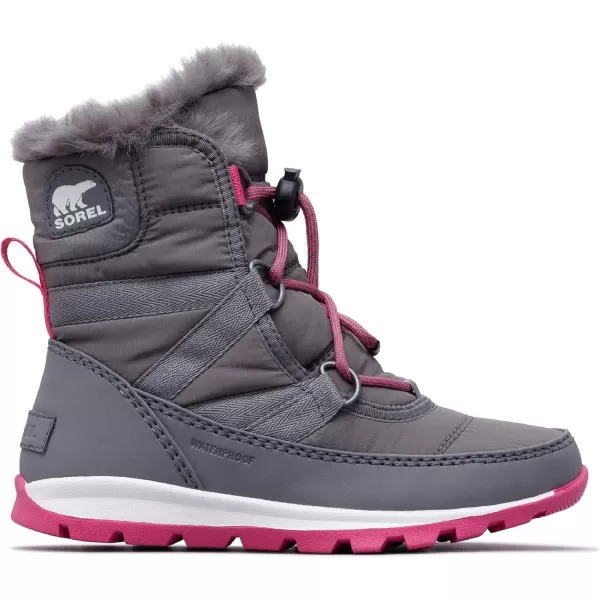 SOREL  Youth Whitney Short Lace Waterproof Snow Boots for Winter with Faux Fur CuffQuarry Ultra Pink