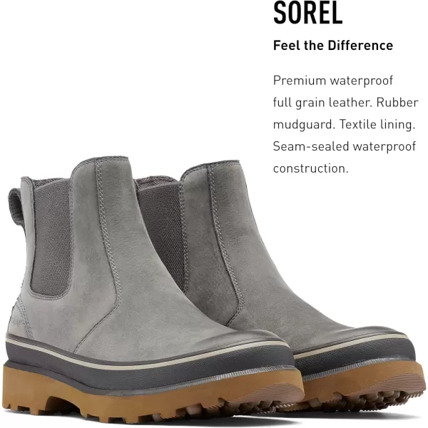 Sorel Mens Caribou Chelsea WP  Waterproof Leather Rain BootsGrill Autumn Bronze