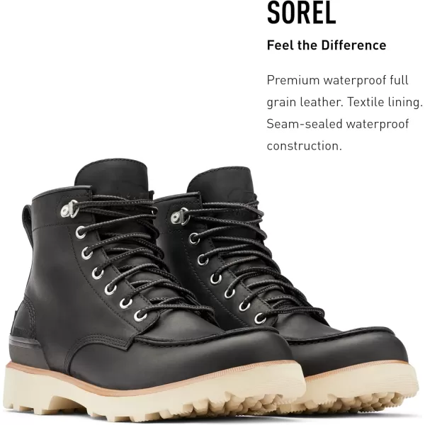 Sorel Mens Caribou Moc WP Boot  Waterproof Leather Rain BootsBlack Oatmeal