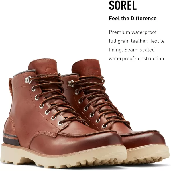 Sorel Mens Caribou Moc WP Boot  Waterproof Leather Rain BootsDark Caramel Oatmeal