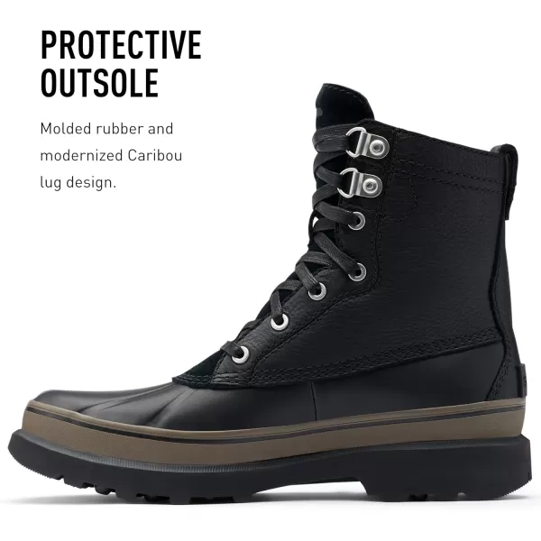 Sorel Mens Caribou Storm WP Boot  Rain and Wind  Waterproof  BuffBlack Mud