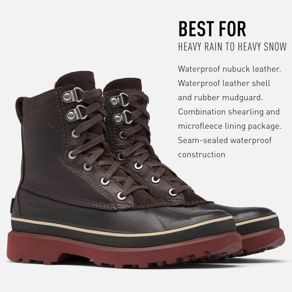 Sorel Mens Caribou Storm WP Boot  Rain and Wind  Waterproof  BuffBlackened Brown