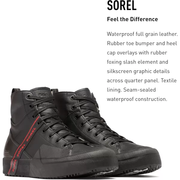 Sorel Mens Grit Sneaker Mid WP  Waterproof Leather SneakersBlack Jet