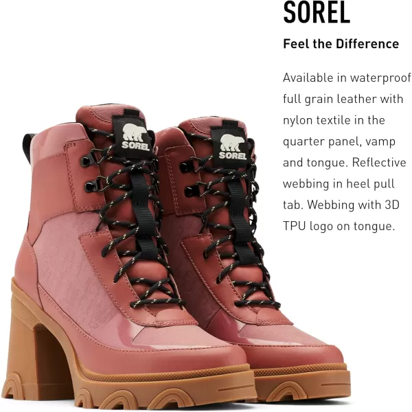 Sorel Womens Brex Heel Lace Lux Boot  Sandy Clay Gum 2  Waterproof Leather Rain BootSandy Clay Gum 2