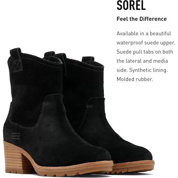 Sorel Womens Cate Pull On Boot  Waterproof Suede Rain BootBlack Gum 10