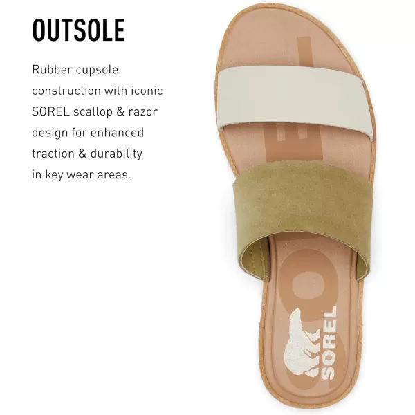 Sorel Womens Ella II Slide SandalsOlive Shade Chalk