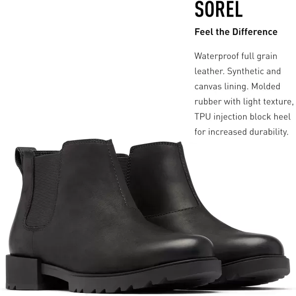 Sorel Womens Emelie II Chelsea Boot  Waterproof Leather Rain BootsBlack Sea Salt