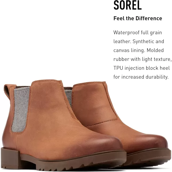 Sorel Womens Emelie II Chelsea Boot  Waterproof Leather Rain BootsDark Amber Tobacco