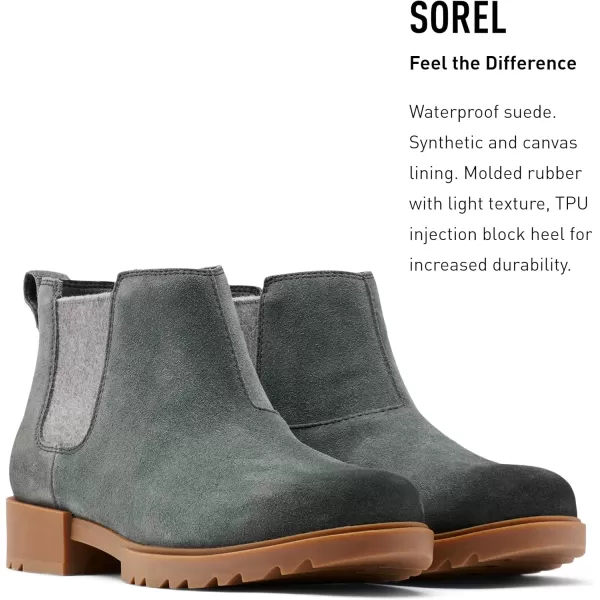 Sorel Womens Emelie II Chelsea Boot  Waterproof Leather Rain BootsDark Moss Gum 10