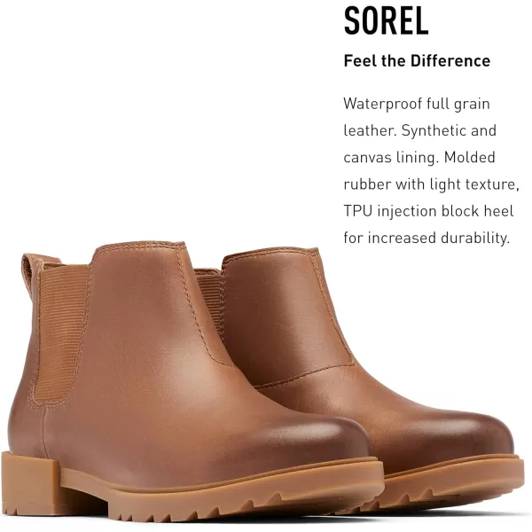 Sorel Womens Emelie II Chelsea Boot  Waterproof Leather Rain BootsHazelnut Leather Gum 2