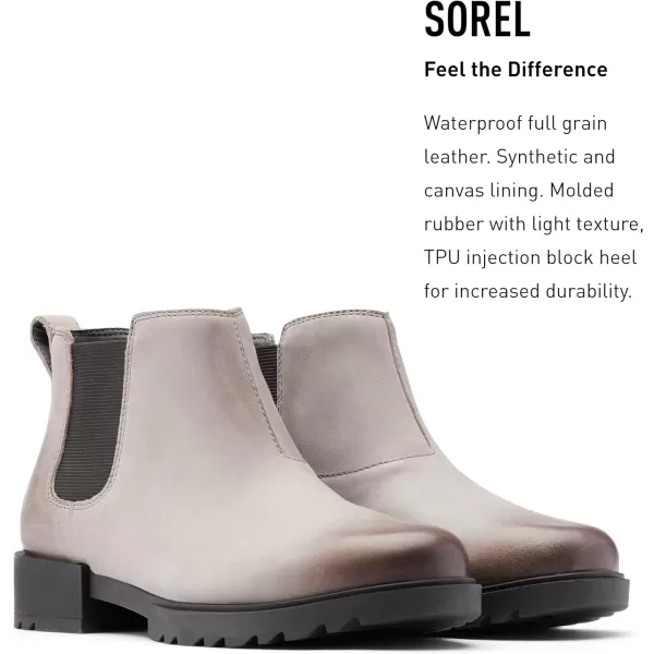 Sorel Womens Emelie II Chelsea Boot  Waterproof Leather Rain BootsQuarry Black