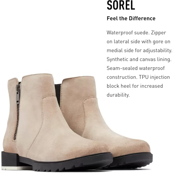 Sorel Womens Emelie II Zip Waterproof BootOmega Taupe Black