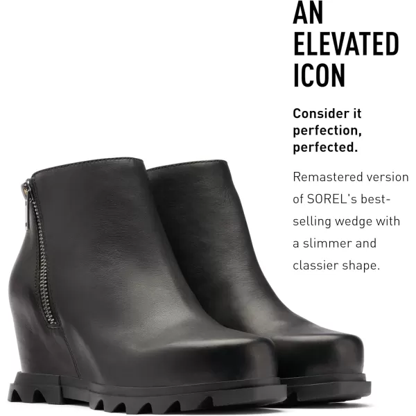 Sorel Womens Joan of Arctic Wedge III Zip Boot  Waterproof Leather Wedge BootsBlack  Sea Salt