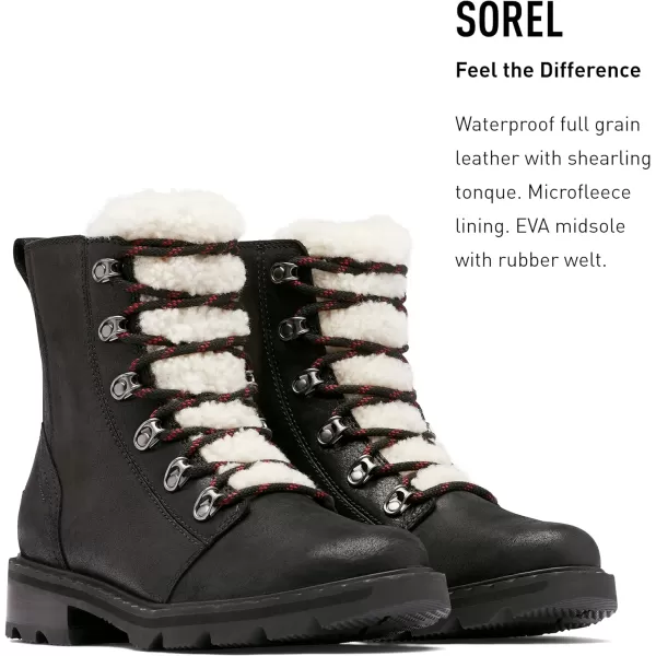 Sorel Womens Lennox Lace Cozy Rain Boot  Waterproof Suede BootsBlack Nocturnal Red