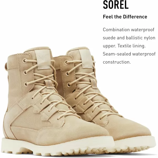 Sorel Womens OTM Caribou Boot  Waterproof Suede amp Nylon Snow BootsAncient Fossil Chalk