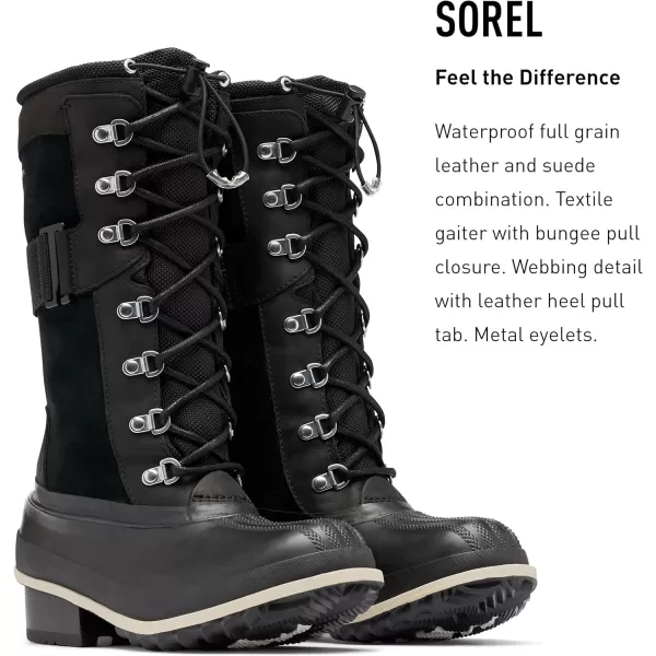 Sorel Womens Slimpack III Tall Boot  Waterproof Leather Winter BootsBlack Ancient Fossil