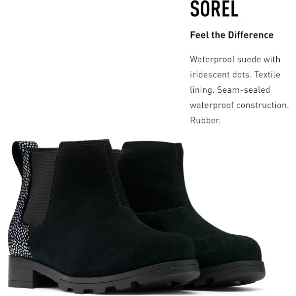 Sorel Youth Emelie Chelsea Boot  Black Sea Salt  Waterproof Suede BootsBlack Sea Salt