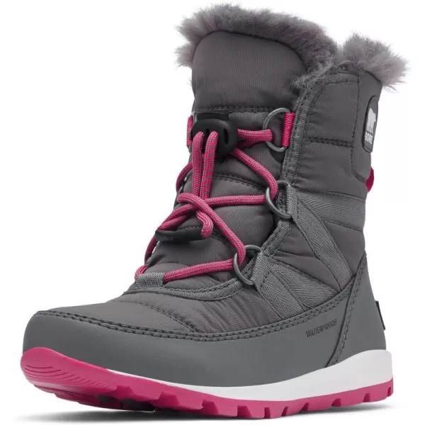 SOREL  Youth Whitney Short Lace Waterproof Snow Boots for Winter with Faux Fur CuffQuarry Ultra Pink