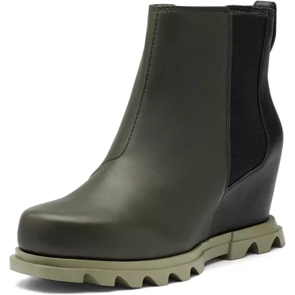 Sorel Womens Joan of Arctic Wedge III Chelsea Boot  Waterproof Leather Wedge BootsDark Moss Sage