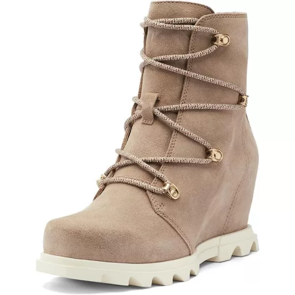 Sorel Womens Joan of Arctic Wedge III Lace Boot  Waterproof Suede Wedge BootsOmega Taupe Chalk