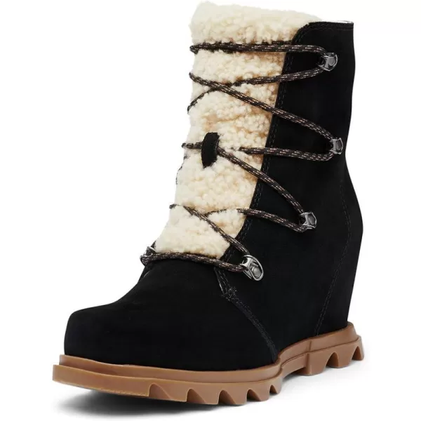 Sorel Womens Joan of Arctic Wedge III Lace Cozy Boot  Waterproof Suede Wedge BootsBlack Sea Salt