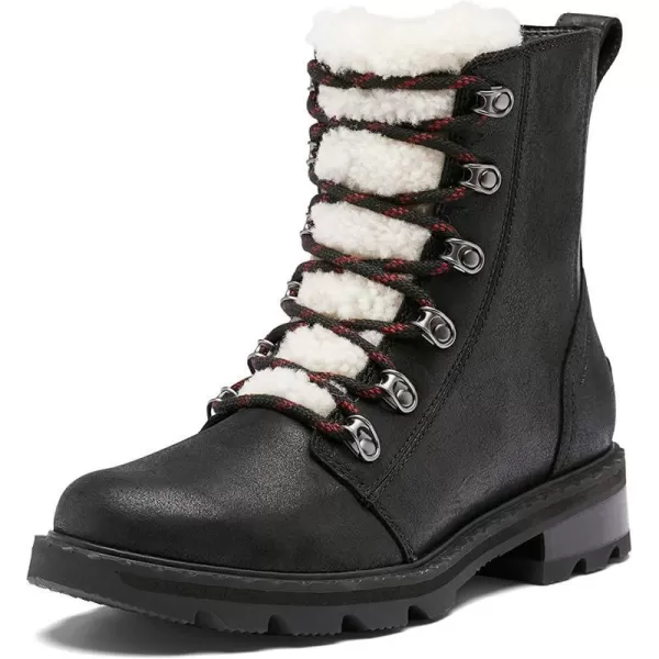 Sorel Womens Lennox Lace Cozy Rain Boot  Waterproof Suede BootsBlack Nocturnal Red