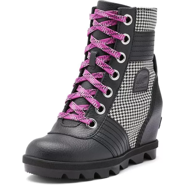 Sorel Youth Lexie Wedge Boots  Waterproof Leather BootsBlack Bright Lavender