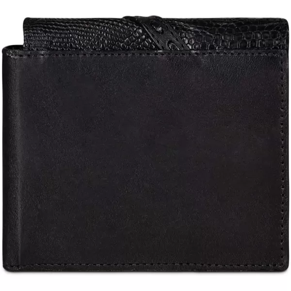 Cuadra Mens Bifold Wallet in Genuine Lizard Leather Black B3034LTBlack