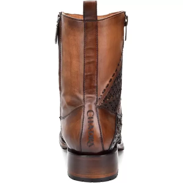 Cuadra Mens Boot in Genuine Python Leather and Bovine Leather with ZipperBrown