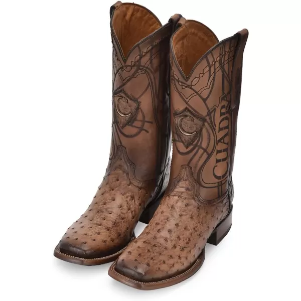 Cuadra Mens Boot in Ostrich Leather Brown With Laser Engraving 3Z2LA1Brown