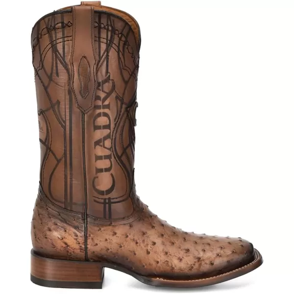 Cuadra Mens Boot in Ostrich Leather Brown With Laser Engraving 3Z2LA1Brown