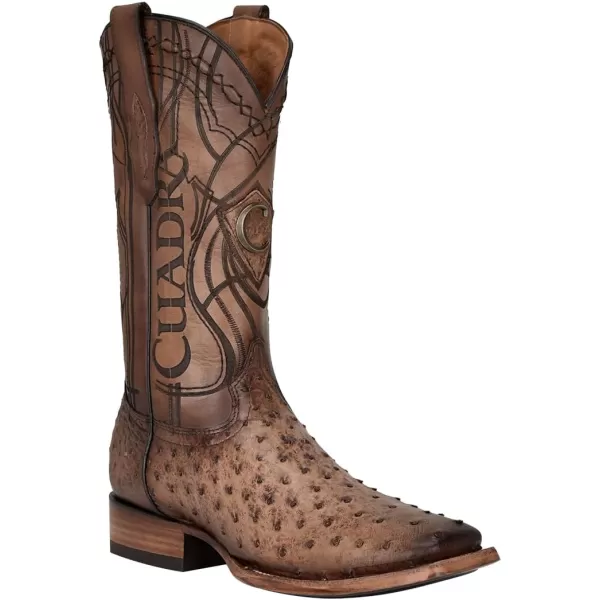 Cuadra Mens Boot in Ostrich Leather Brown With Laser Engraving 3Z2LA1Brown