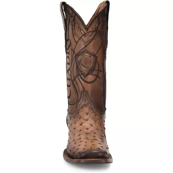 Cuadra Mens Boot in Ostrich Leather Brown With Laser Engraving 3Z2LA1Brown