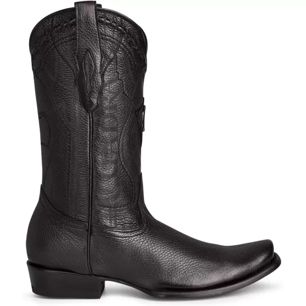 Cuadra Mens Cowboy Boot in Genuine Deer Leather BlackBlack