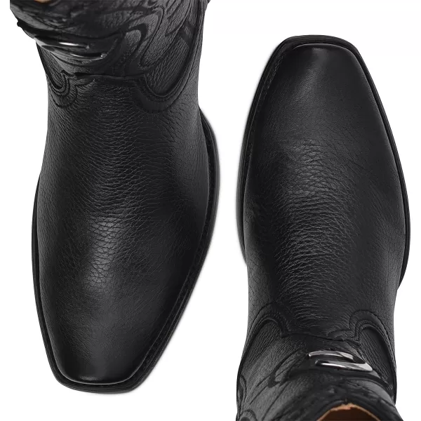 Cuadra Mens Cowboy Boot in Genuine Deer Leather BlackBlack