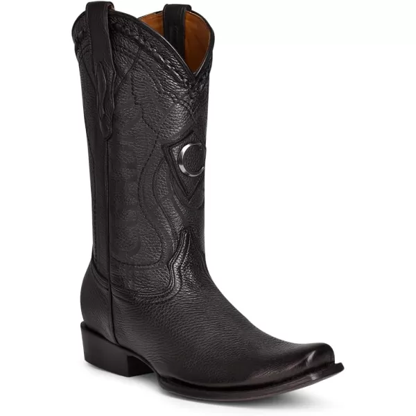 Cuadra Mens Cowboy Boot in Genuine Deer Leather BlackBlack