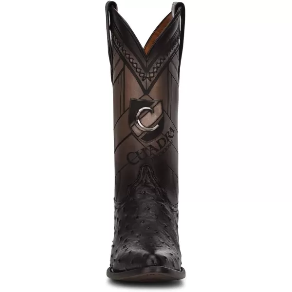 Cuadra Mens Cowboy Boot in Genuine Ostrich Leather and Bovine LeatherBlack