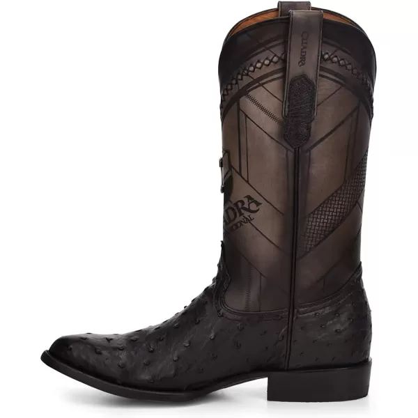 Cuadra Mens Cowboy Boot in Genuine Ostrich Leather and Bovine LeatherBlack