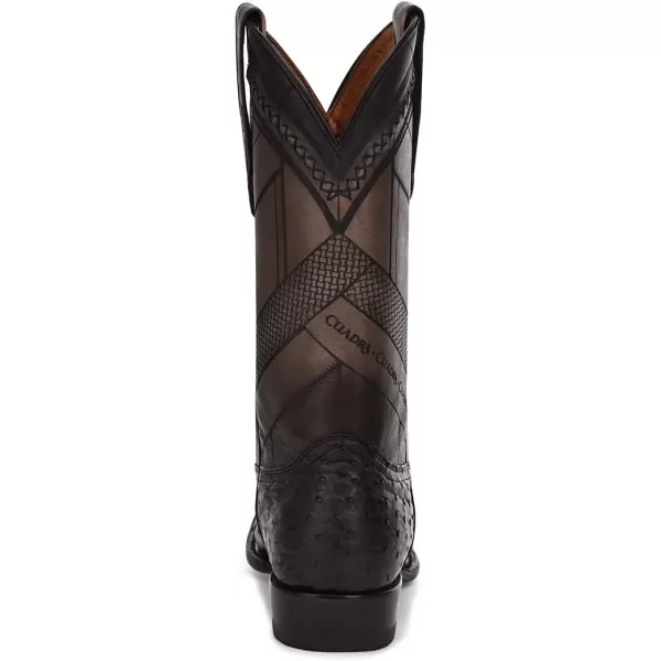 Cuadra Mens Cowboy Boot in Genuine Ostrich Leather and Bovine LeatherBlack