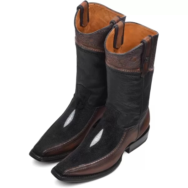 Cuadra Mens Cowboy boot in Genuine Stingray Leather BlackBlack