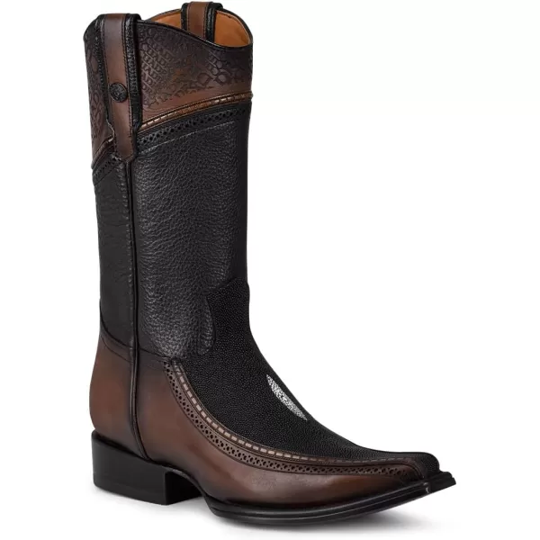 Cuadra Mens Cowboy boot in Genuine Stingray Leather BlackBlack