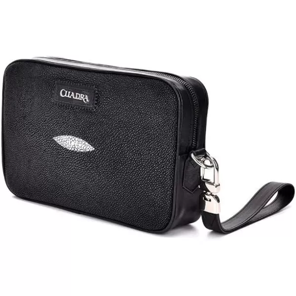 Cuadra Mens Document Bag in Genuine Stingray Leather BlackBlack