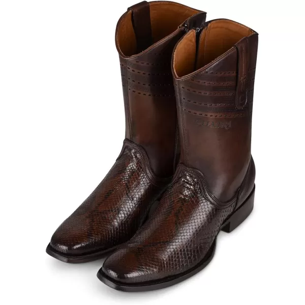 Cuadra Mens Urban Boot in Genuine Python Leather BrownBrown