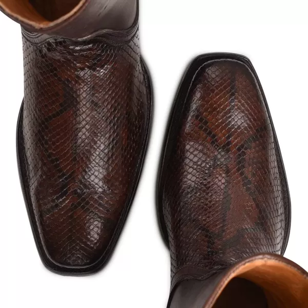 Cuadra Mens Urban Boot in Genuine Python Leather BrownBrown