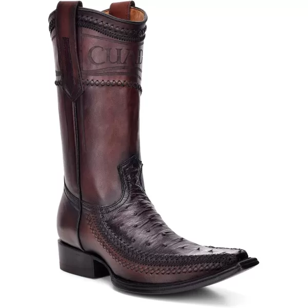 Cuadra Mens Western Boot in Genuine Ostrich Leather and Bovine LeatherBrown