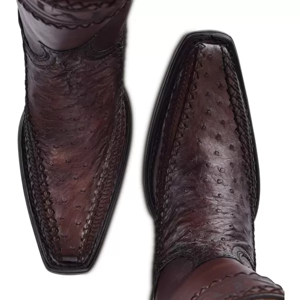 Cuadra Mens Western Boot in Genuine Ostrich Leather and Bovine LeatherBrown