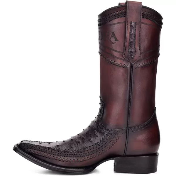 Cuadra Mens Western Boot in Genuine Ostrich Leather and Bovine LeatherBrown