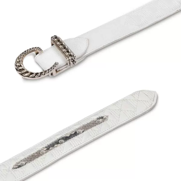 Cuadra Womens Belt with Genuine Python Leather WhiteCuadra Womens Belt with Genuine Python Leather White