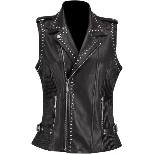 Cuadra Womens Biker Vest in Ovine Leather Black Extra LargeBlack